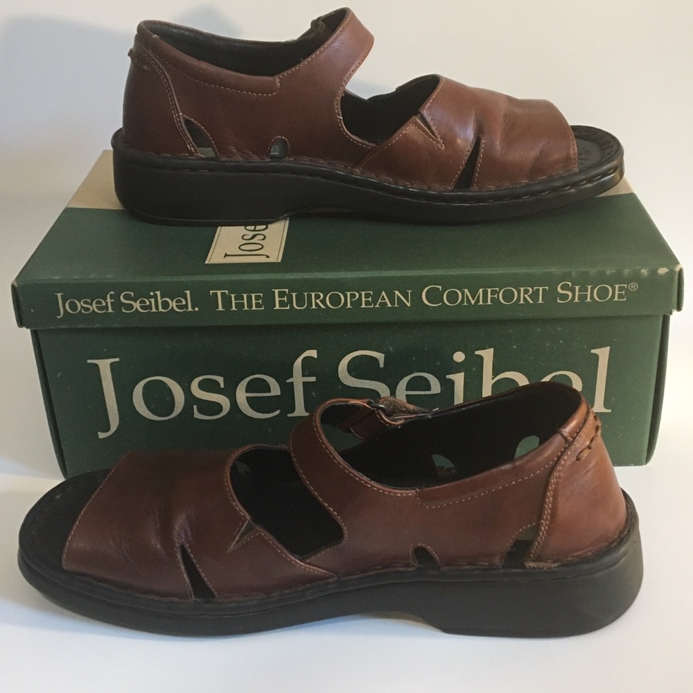 Vintage Josef Seibel Nellie Sandal Size 9 US 40 EU "Splendid Brandy" Med. Brown